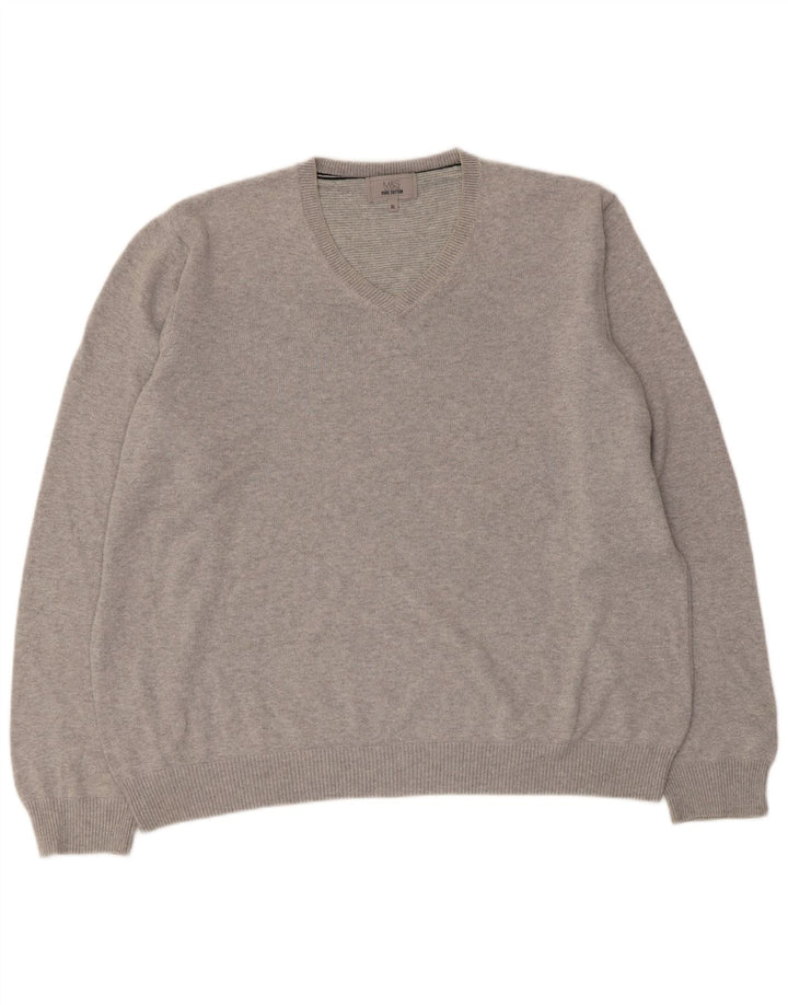 Marks & Spencer Pull col V pour homme XL Gris Coton