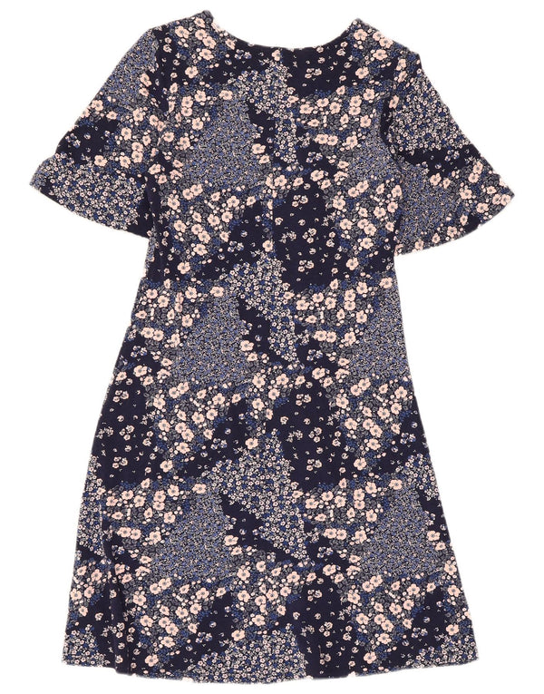 Marks & Spencer Robe trapèze pour femme UK 8 Petite viscose florale bleu marine