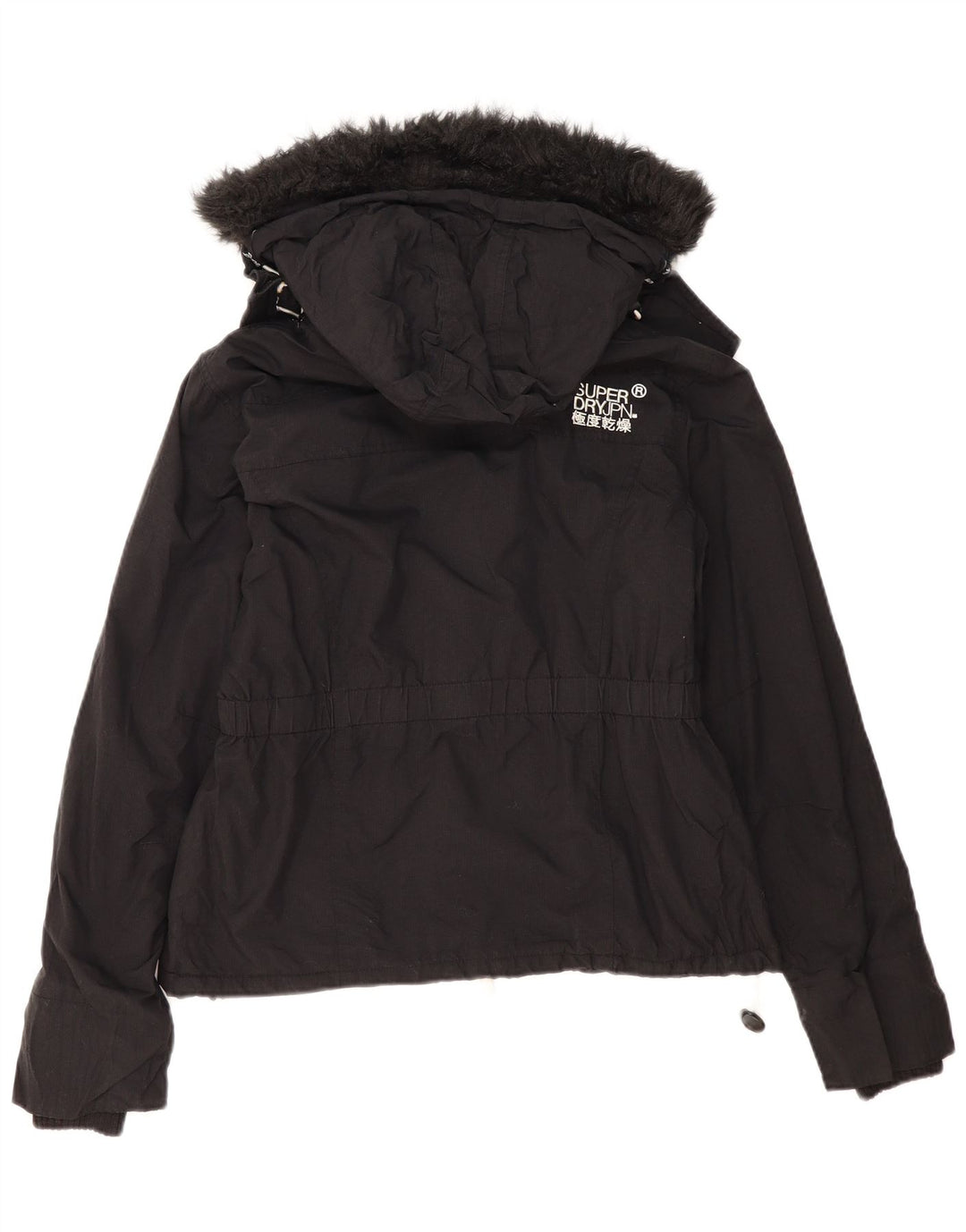 Superdry Veste coupe-vent à capuche pour femme UK 16 Large Noir Polyester