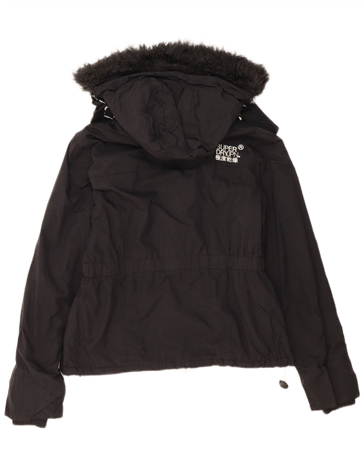 Superdry Veste coupe-vent à capuche pour femme UK 16 Large Noir Polyester
