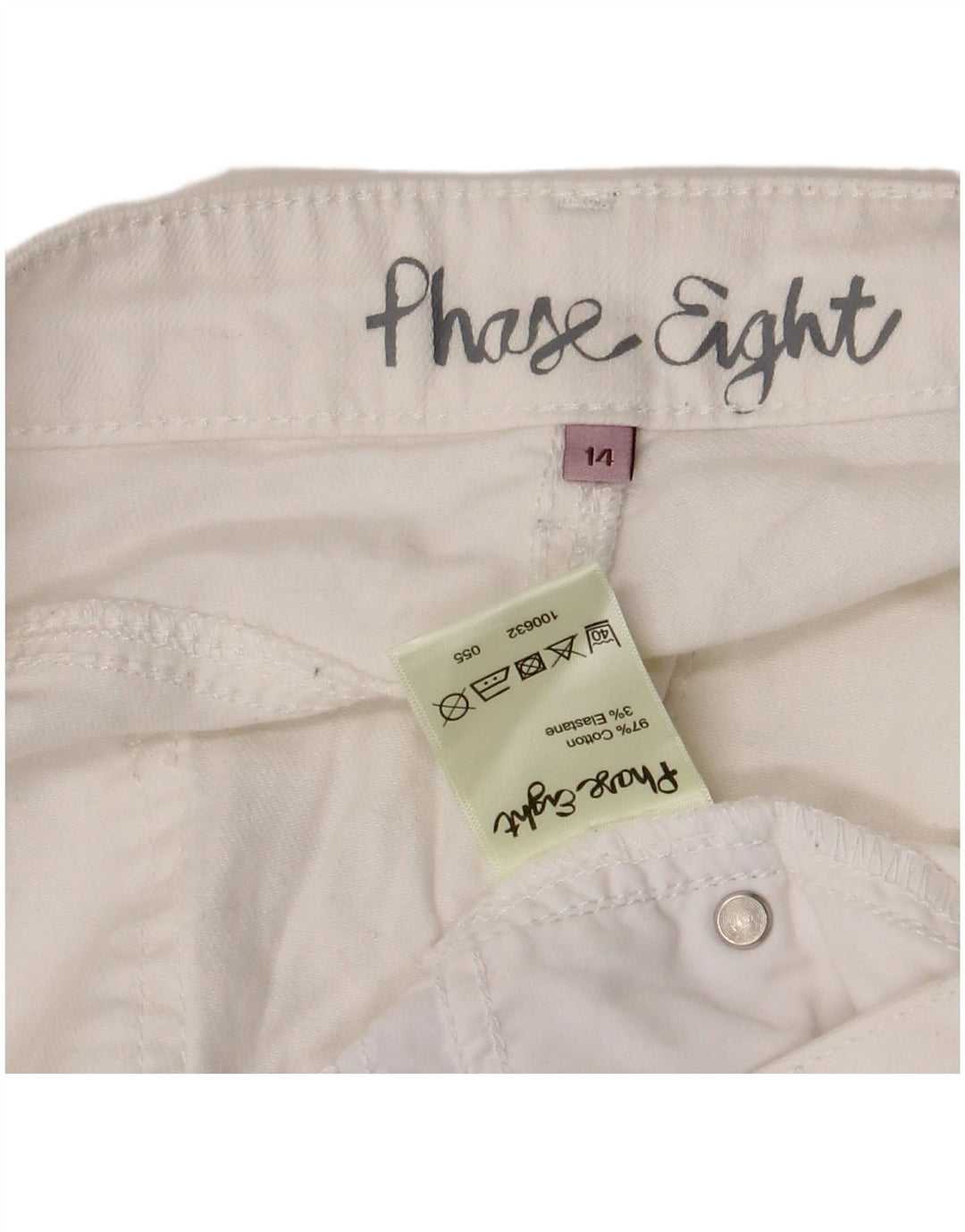 Phase Eight Jean court pour femme UK 14 Large W32 L25 Coton blanc