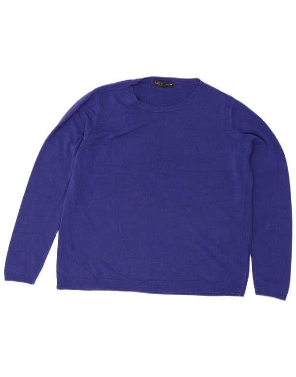 Marks & Spencer Pull ras du cou pour femme UK 18 XL Bleu Acrylique