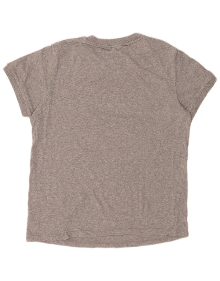 ADIDAS T-Shirt Femme UK 12 Coton Chiné Gris Moyen
