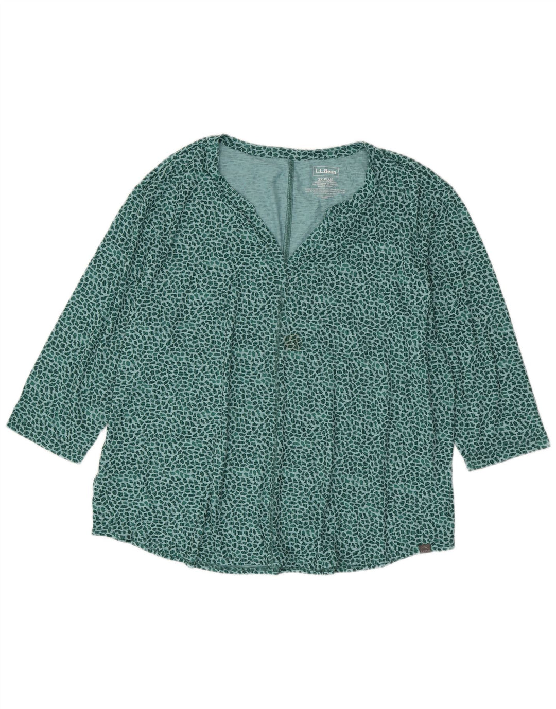 L.L.BEAN Chemisier à manches 3/4 pour femme UK 22 3XL Vert imprimé animal