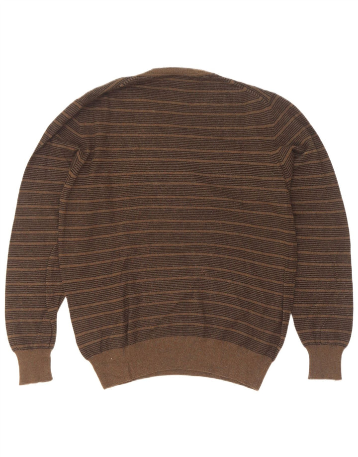 Fred Perry Pull col V Homme Laine Rayée Kaki Moyen