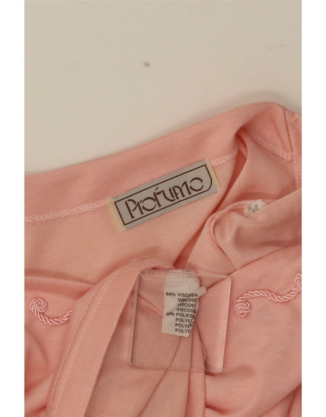 vintage Femme T-Shirt Top UK 14 Viscose Rose Moyen