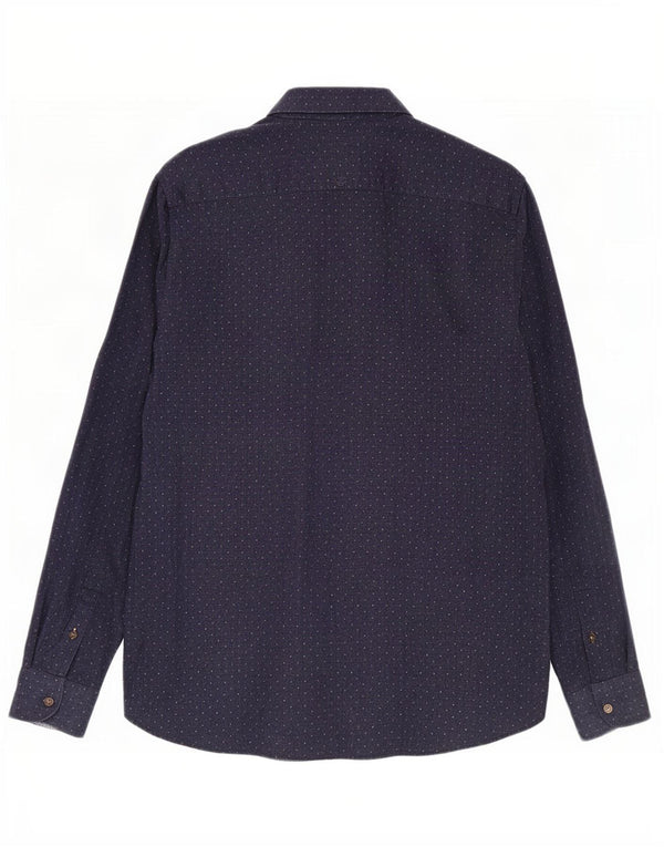 Ted Baker Chemise Homme Taille 4 Grand Coton Tacheté Bleu Marine