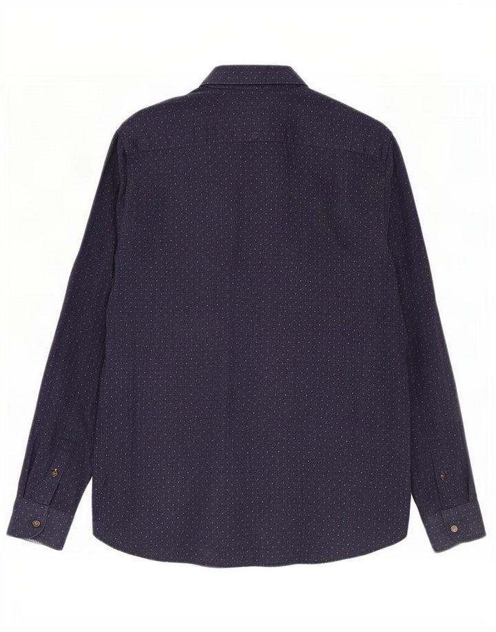 Ted Baker Chemise Homme Taille 4 Grand Coton Tacheté Bleu Marine