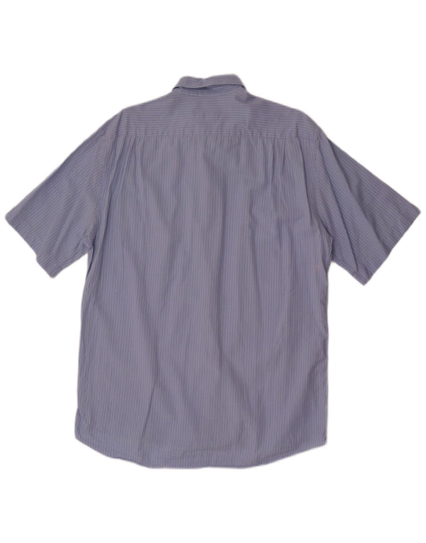 Hugo Boss Chemise à manches courtes en coton à fines rayures bleu moyen