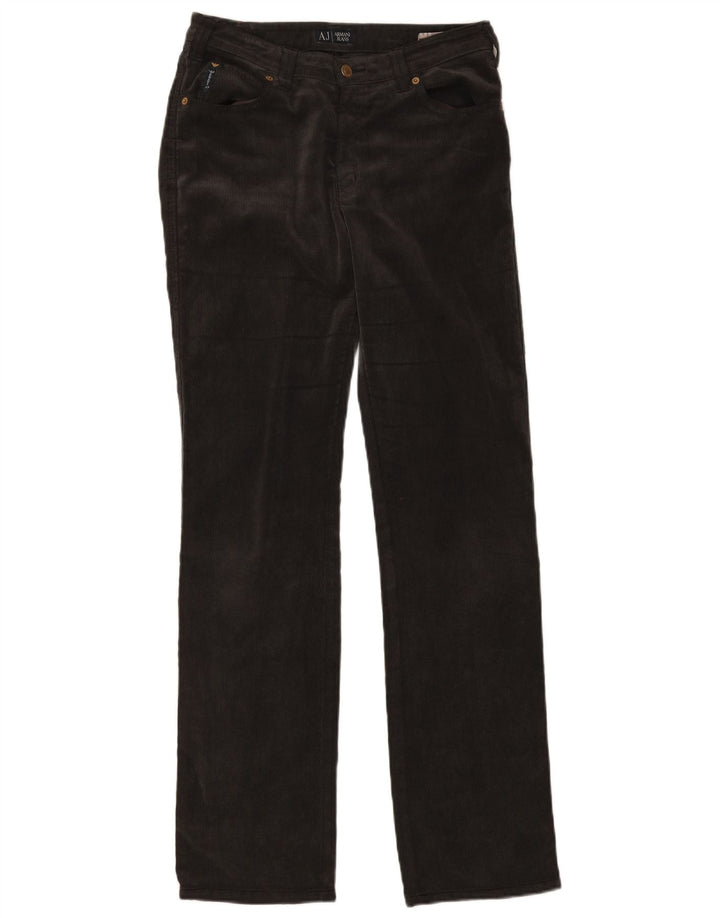 Pantalon droit en velours côtelé Femme Armani W31 L34 Gris Polyester