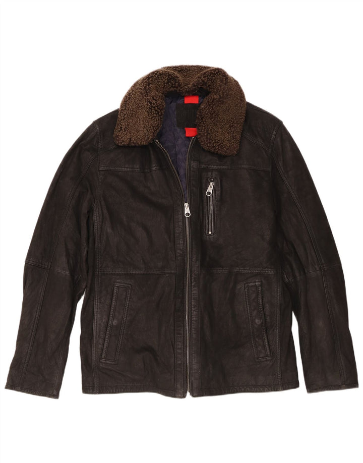 veste en cuir homme vintage UK 40 Grand Noir