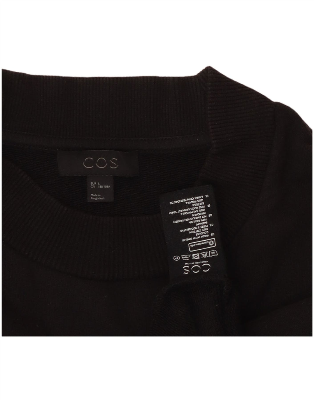 COS Sweat-shirt pour homme en coton noir Taille L