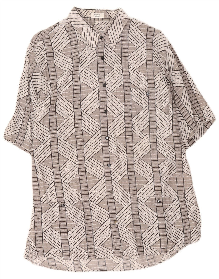 vintage Chemise à manches courtes pour hommes XL Gris Géométrique