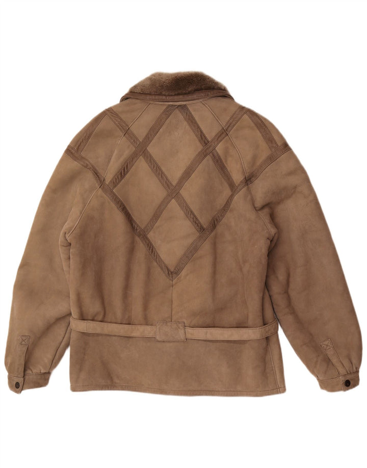 Veste Shearling Femme Vintage UK 18 XL Gris