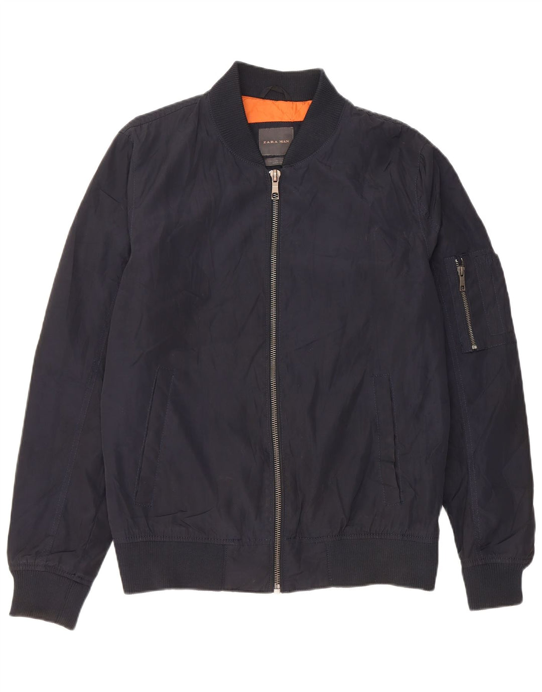 Zara Veste Bomber Homme UK 40 Large Bleu Marine Polyester