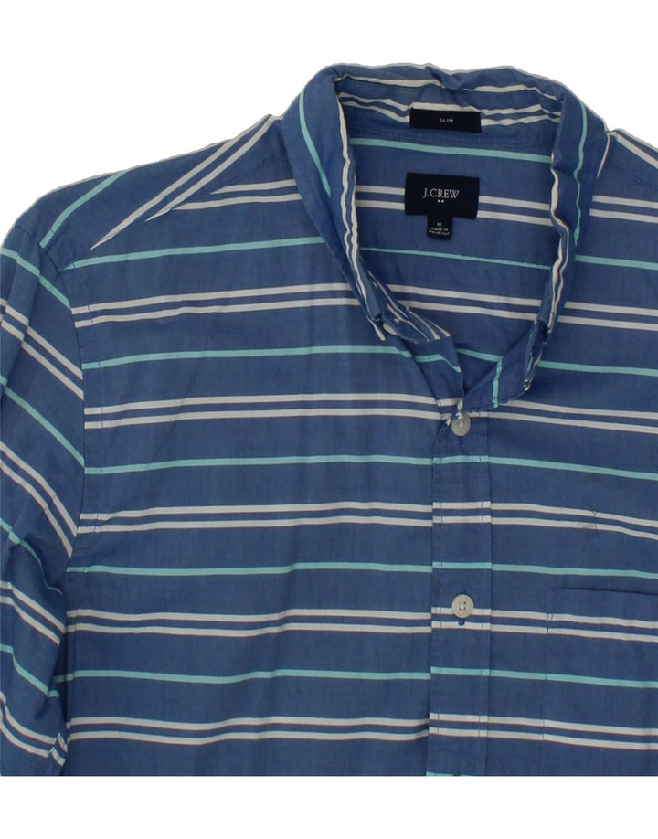 J. CREW Mens Slim Shirt Medium Blue Striped Cotton Vintage J. Crew and Second-Hand J. Crew from Messina Hembry 
