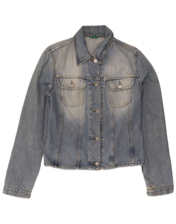 Benetton Veste en Jean Femme UK 12 Bleu Moyen Coton