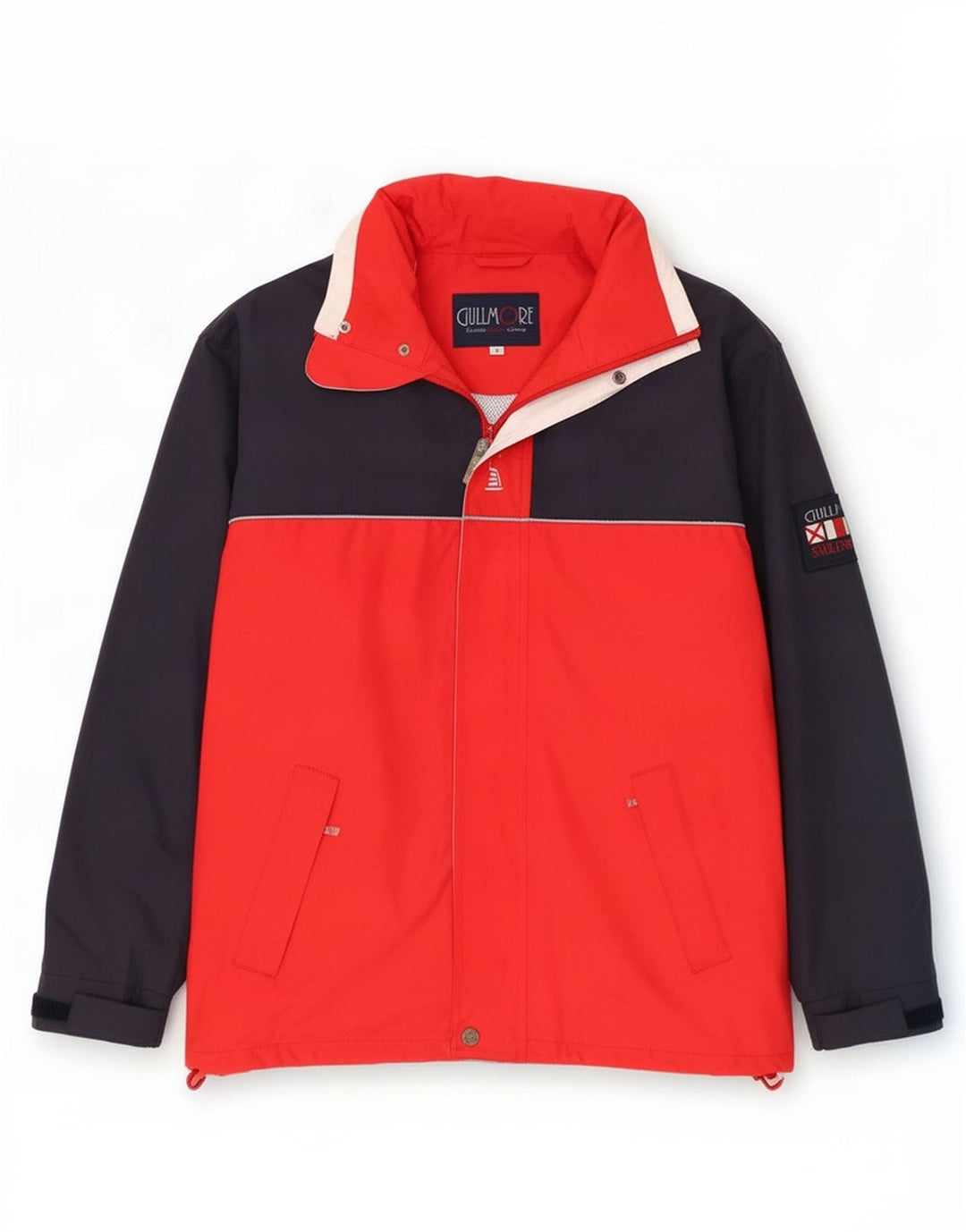 veste de pluie à capuche vintage pour homme UK 36 Petit polyester colorblock rouge