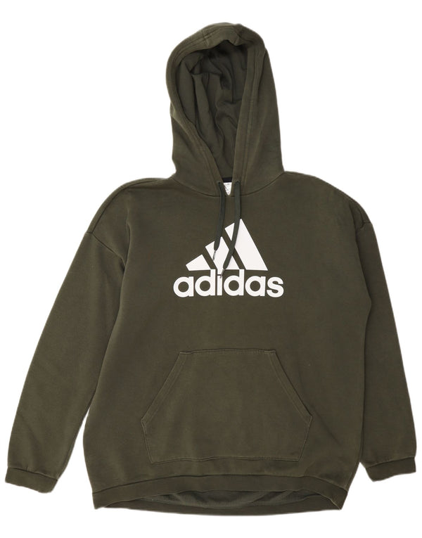 Adidas Pull à capuche surdimensionné graphique pour femme UK 12/14 Vert moyen en coton