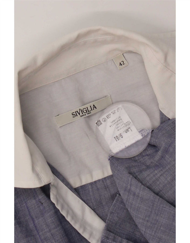 SIVIGLIA Chemise Femme Manches Longues Regular Fit IT 42 Bleu Moyen Colourblock