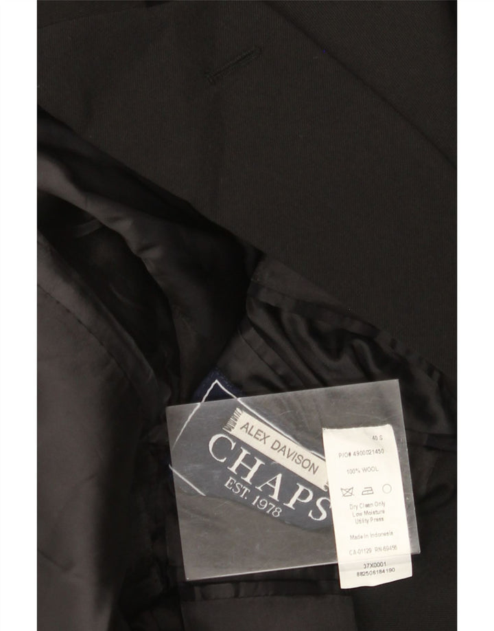 CHAPS Veste Blazer 2 Boutons Homme UK 40 Grande Laine Noire