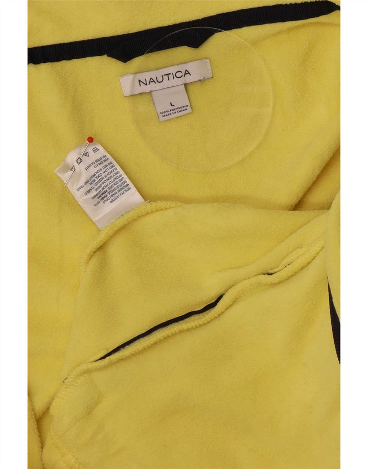 Nautica Womens Fleece Jacket UK 16 Large Yellow Polyester