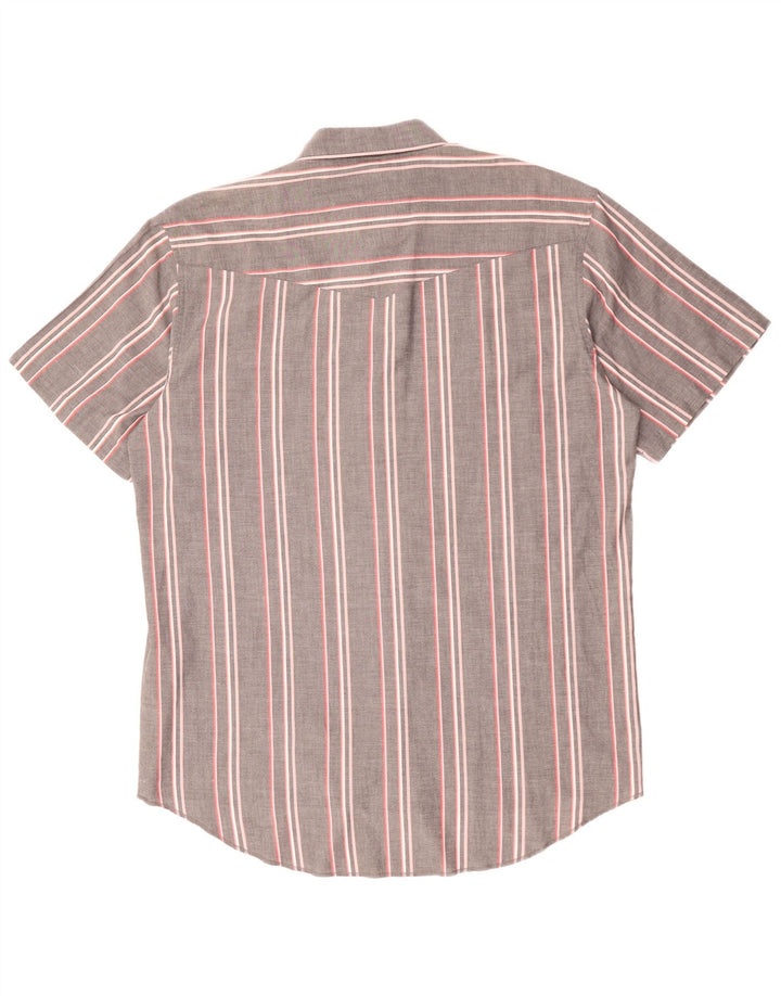 Wrangler Chemise à manches courtes pour homme Taille 17 XL Gris rayé