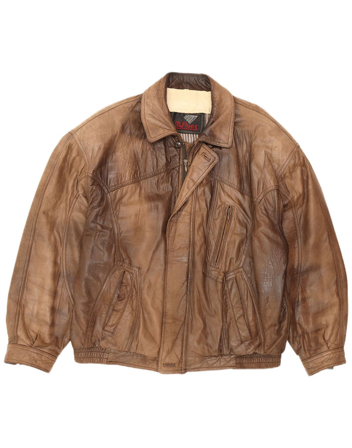 veste en cuir bomber homme vintage IT 54 2XL Cuir marron rétro