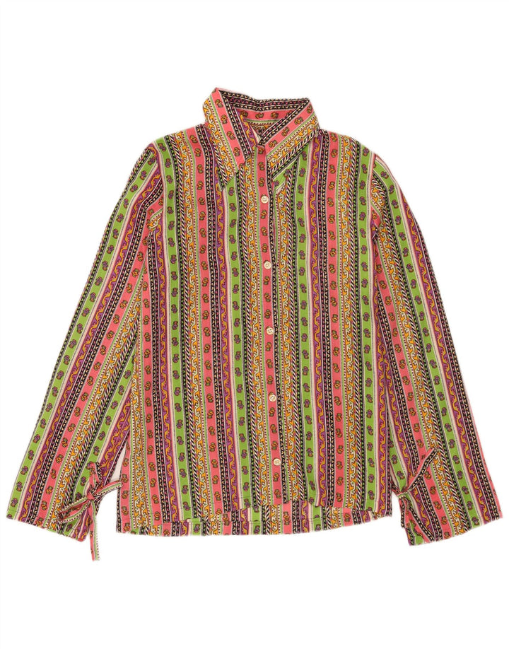 vintage Femme Chemise Blouse UK 12 Moyen Multicolore Floral