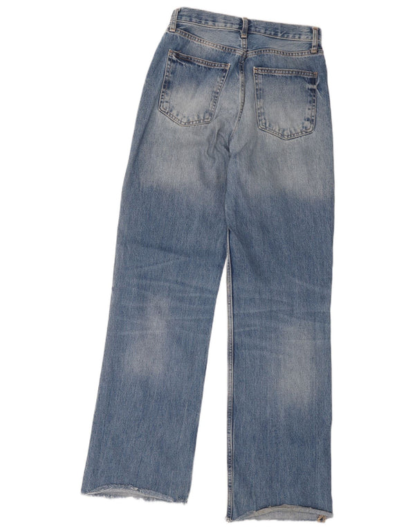 Zara Jean taille haute jambe large pour femme EU 36 XS W26 L32 Bleu