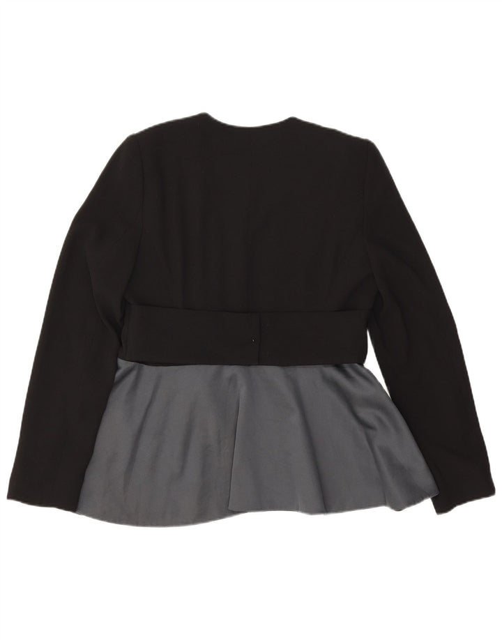 Zara Veste Blazer Ouverte Femme UK 14 Polyester Colorblock Noir Moyen