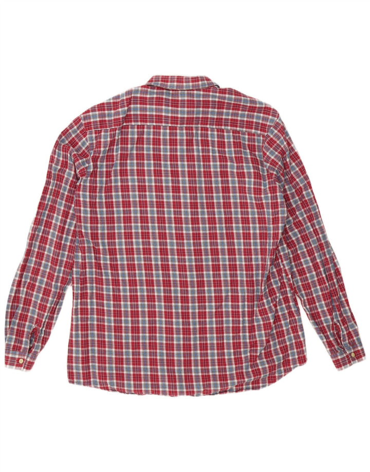 VINTAGE Womens Flannel Shirt Large Red Check Cotton