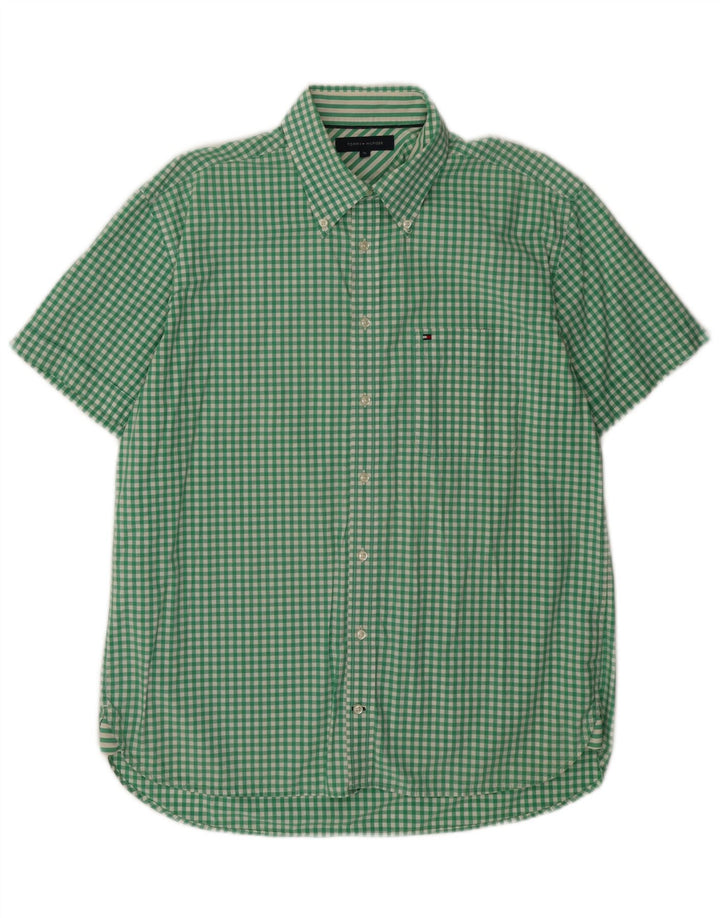 Tommy Hilfiger Chemise à manches courtes à carreaux pour homme XL en coton vichy vert