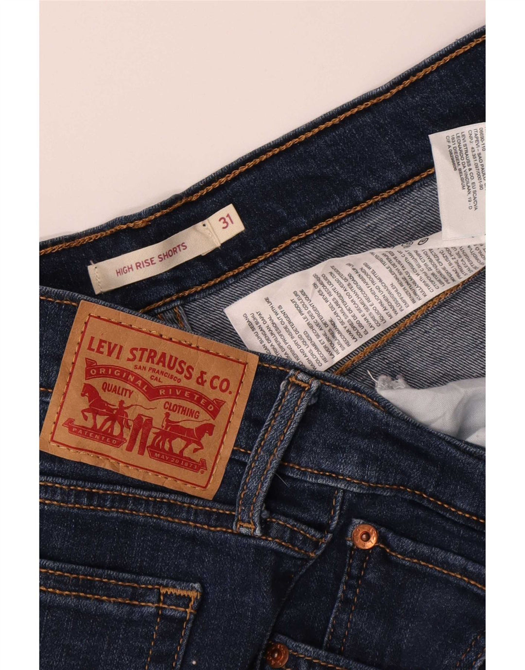 Levi's Short en Jean Taille Haute W31 Femme Bleu Moyen Coton