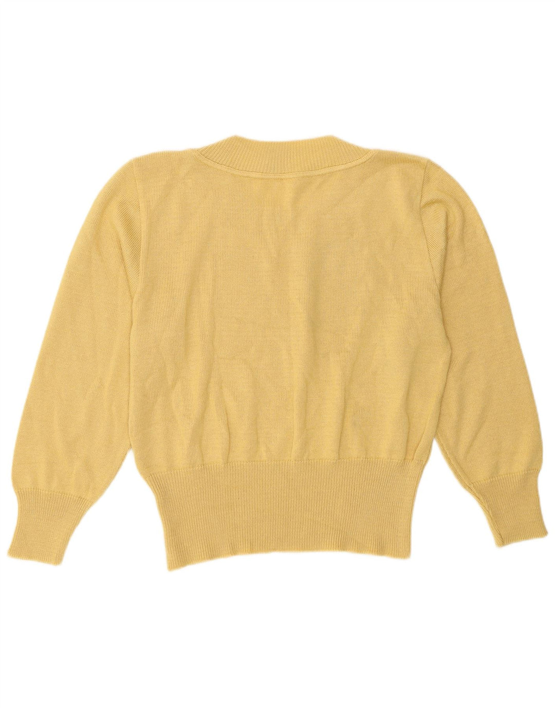 Yessica Pull court à col rond pour femme EU 38 en coton jaune moyen