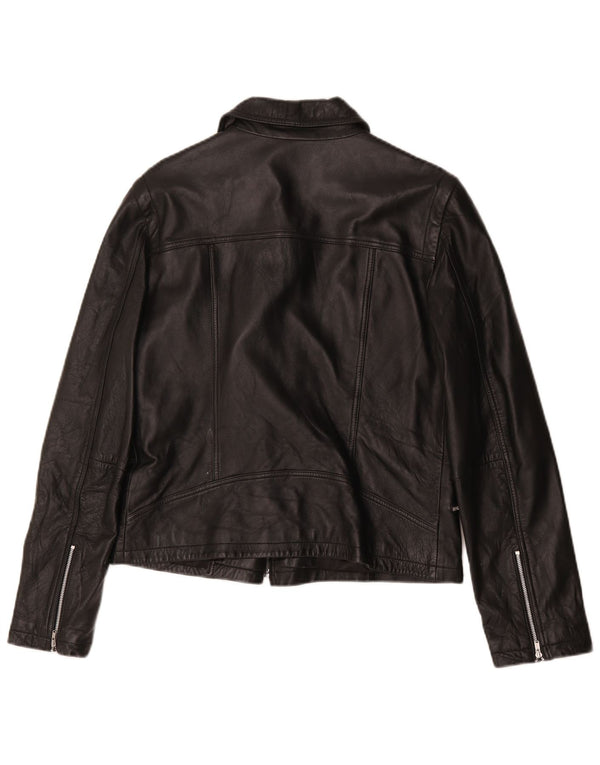 Scooter Womens Leather Biker Jacket IT 42 Medium Black