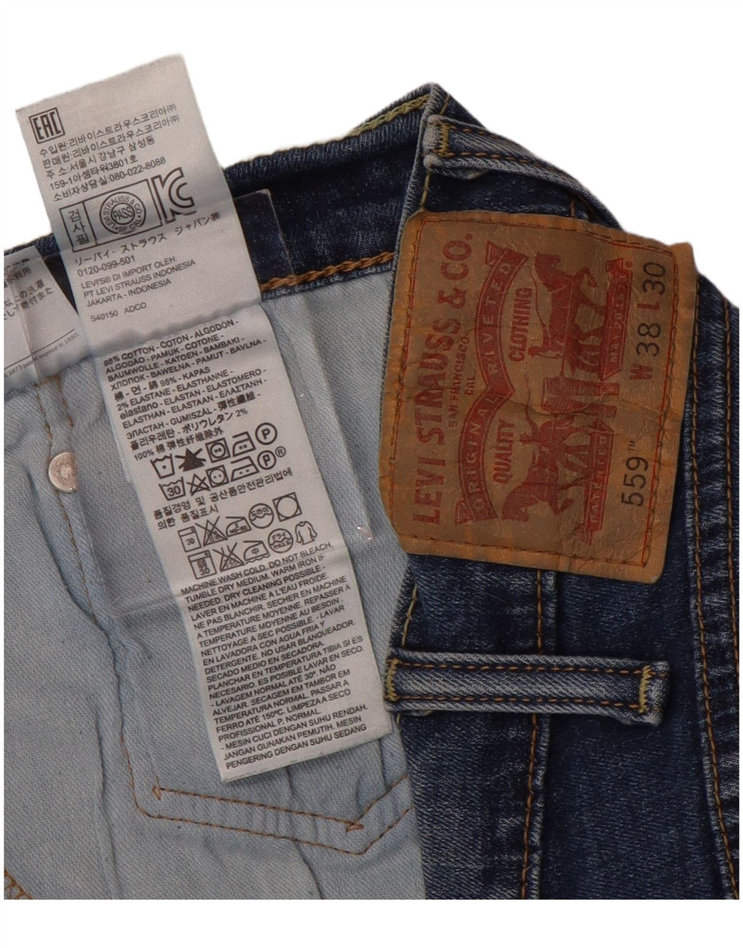 LEVI'S Short en Jean 559 Homme W38 XL Bleu Coton