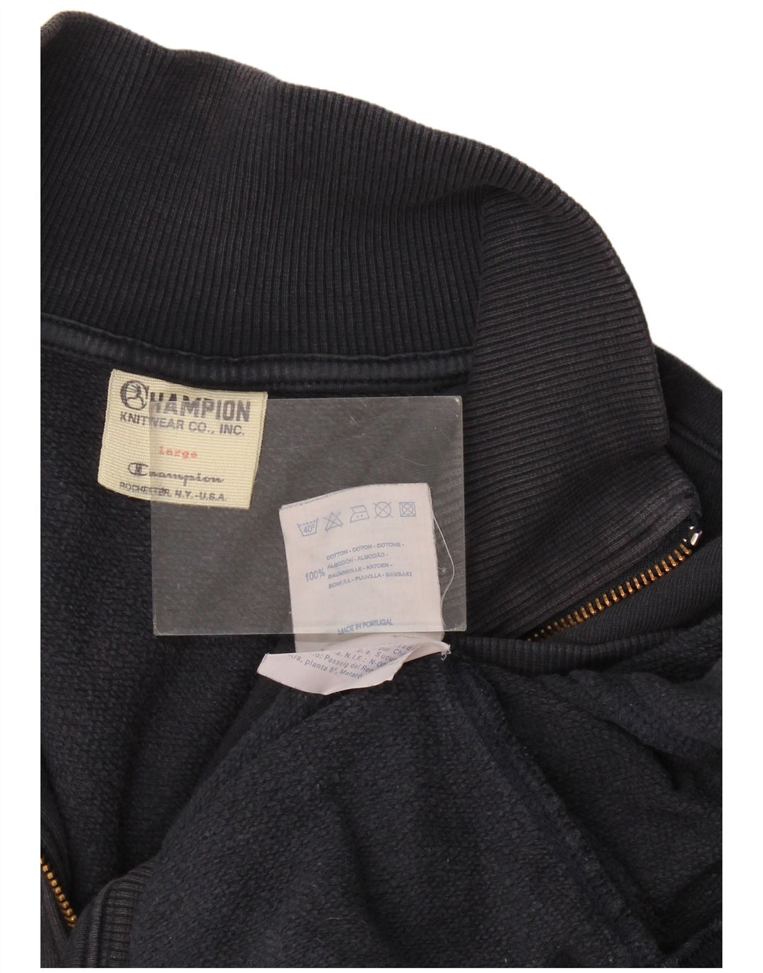 Champion Sweat-shirt à col zippé pour homme en coton bleu marine Taille L