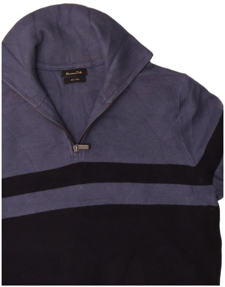 Massimo Dutti Pull à col zippé pour femme UK 14 Bleu marine moyen