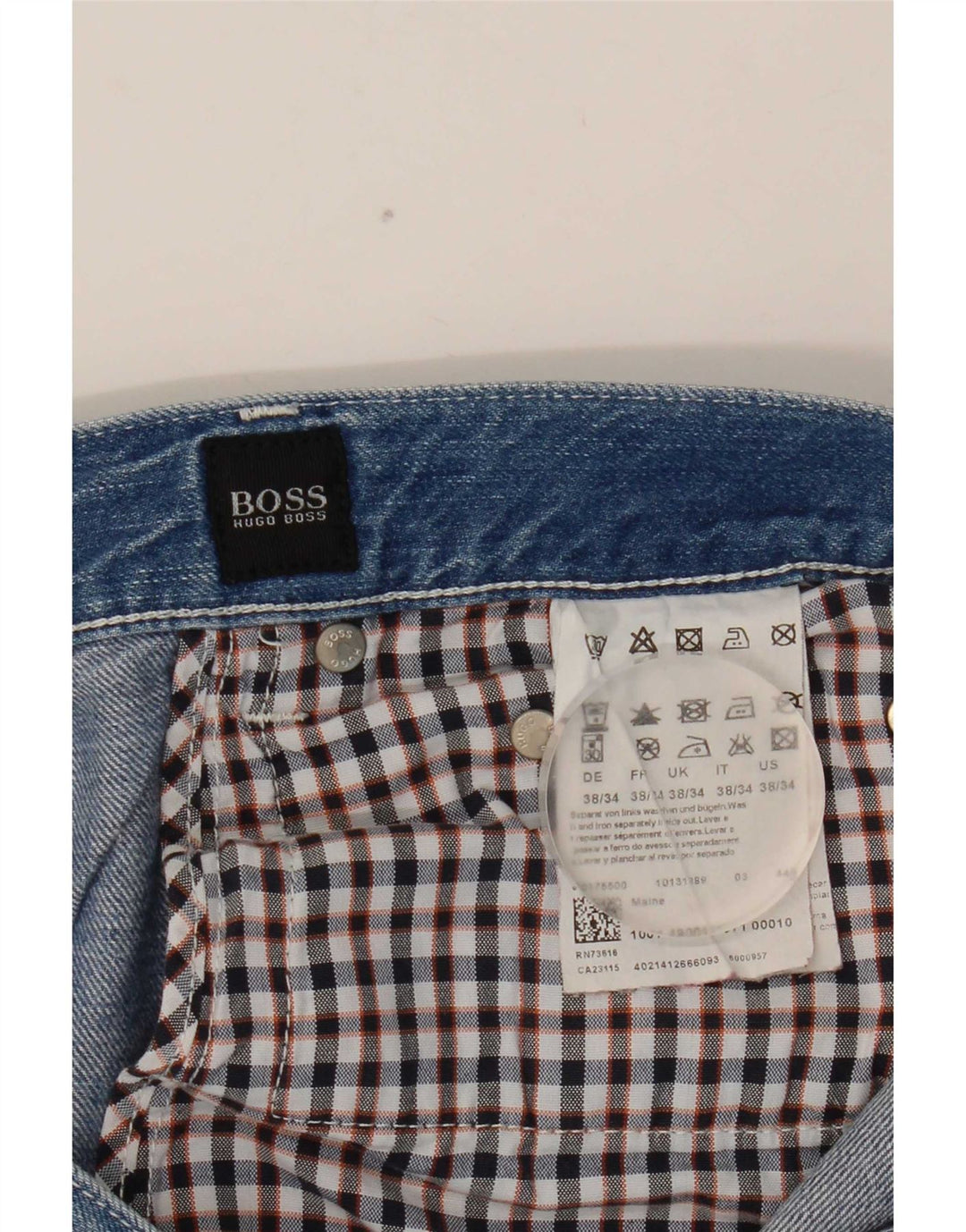 Hugo Boss Jean droit W38 L34 bleu coton pour homme