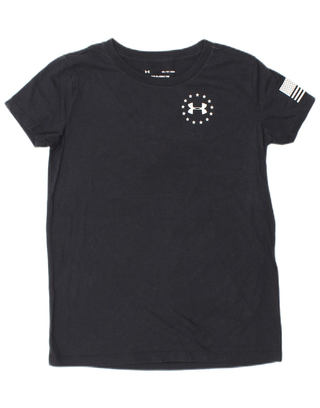 UNDER ARMOUR T-shirt graphique pour femme UK 6 XS Noir rayé