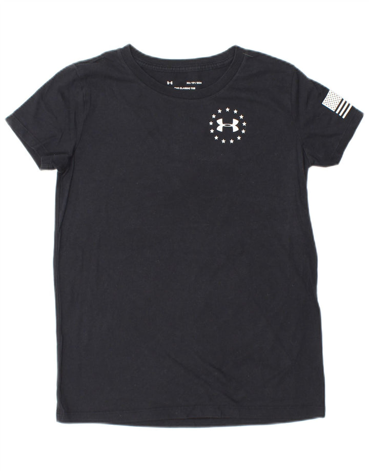 UNDER ARMOUR T-shirt graphique pour femme UK 6 XS Noir rayé