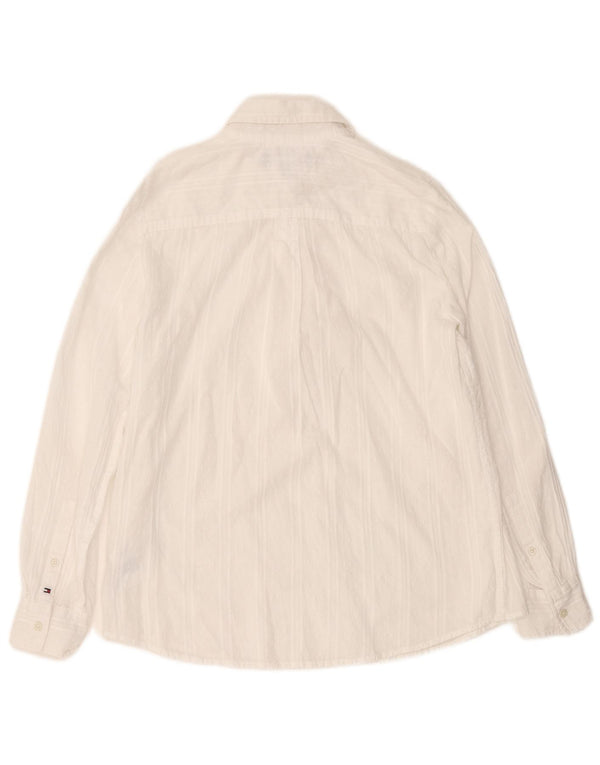 Tommy Hilfiger Chemise pull coupe décontractée pour femme UK 10 Petit blanc rayé