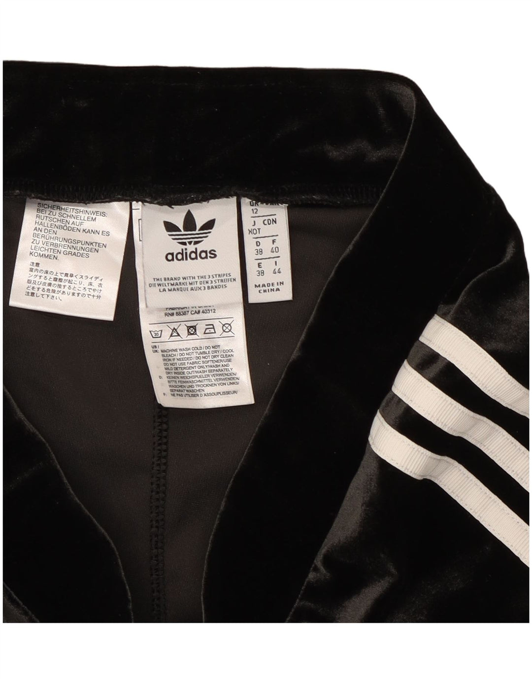 Adidas Leggings en velours pour femme UK 12 Polyester noir moyen
