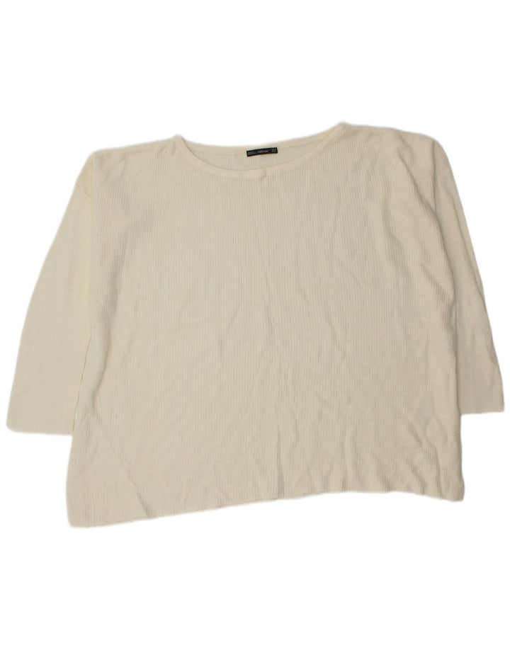 Zara Pull surdimensionné à col bateau pour femme UK 14 Medium Off White