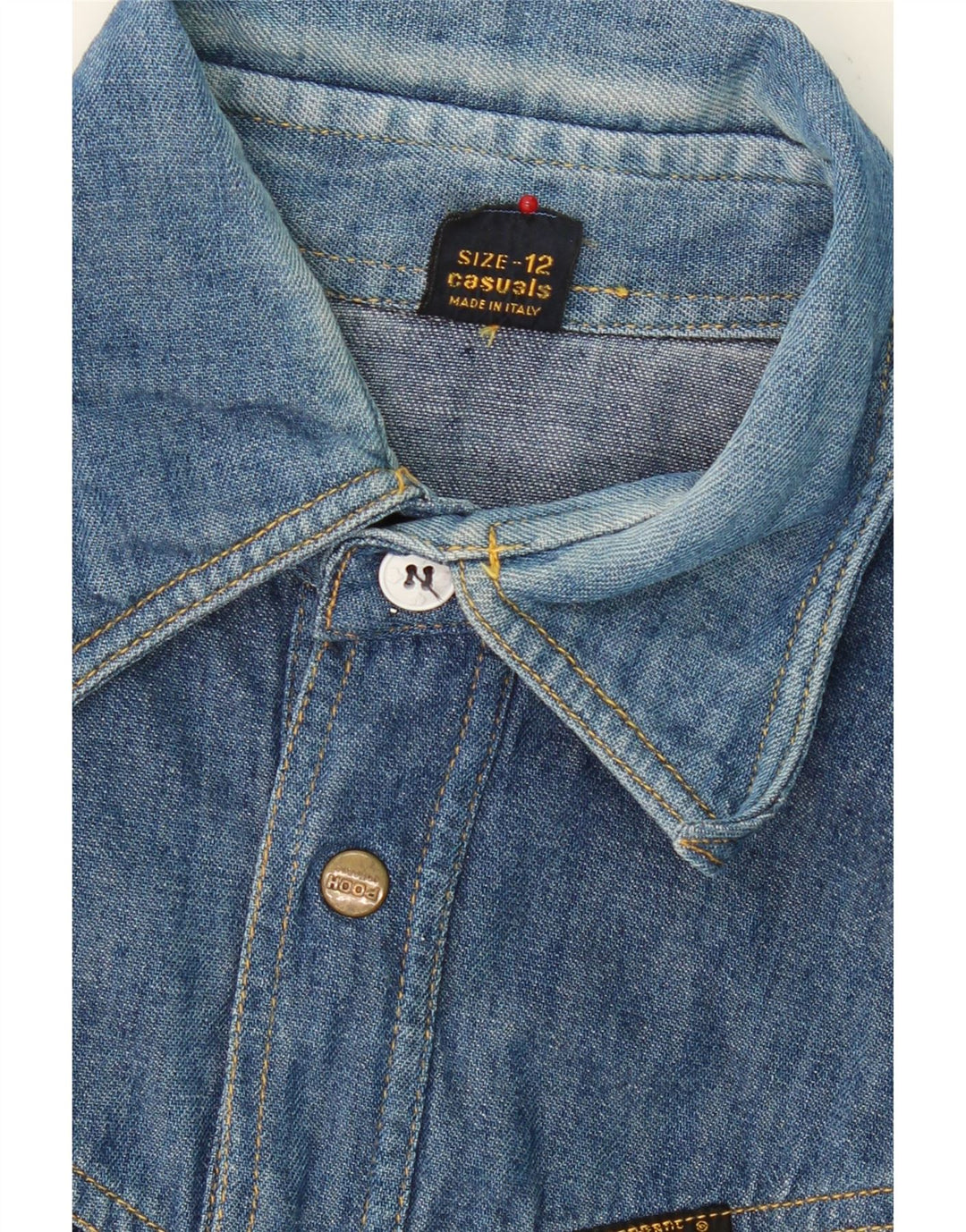 POOH Womens Denim Shirt UK 12 Medium  Blue Vintage Pooh and Second-Hand Pooh from Messina Hembry 