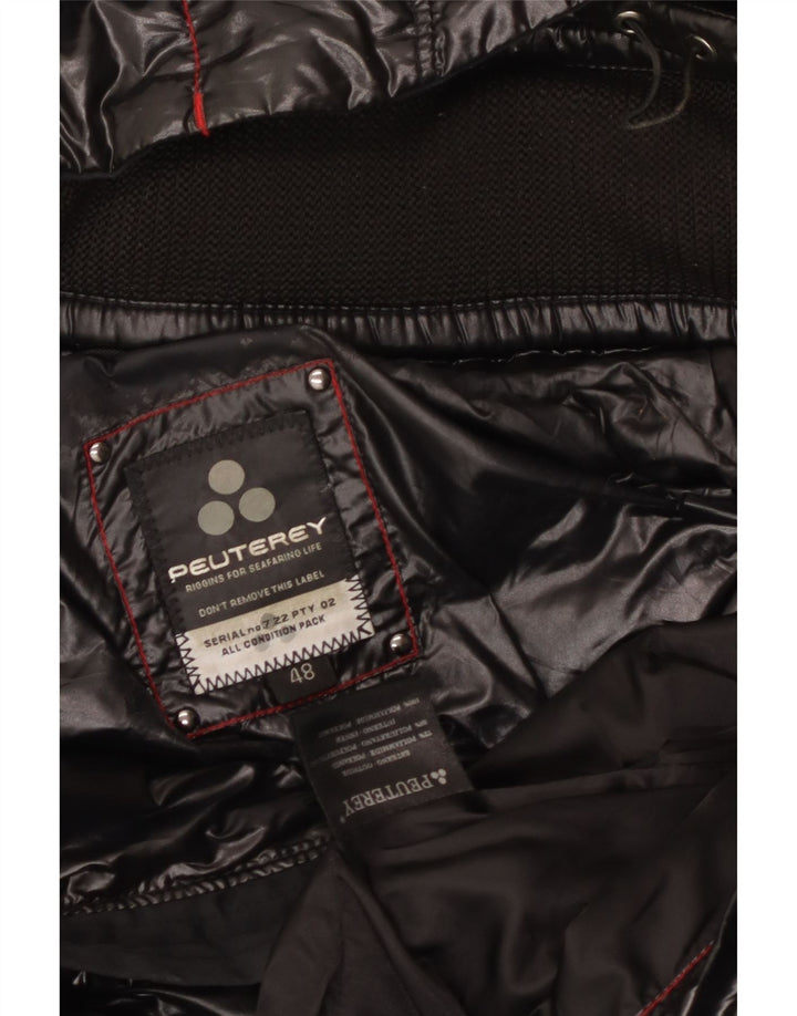 PEUTEREY Veste matelassée à capuche pour homme EU 48 Small Noir Polyamide