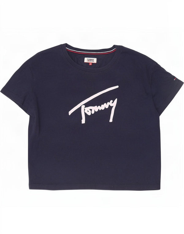 Tommy Hilfiger T-shirt court graphique pour femme UK 10 Small Bleu marine