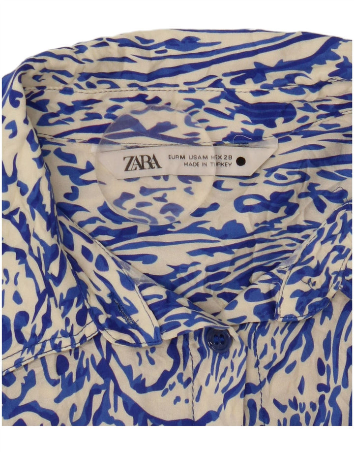Chemise Femme Zara UK 14 Bleu Moyen Paisley