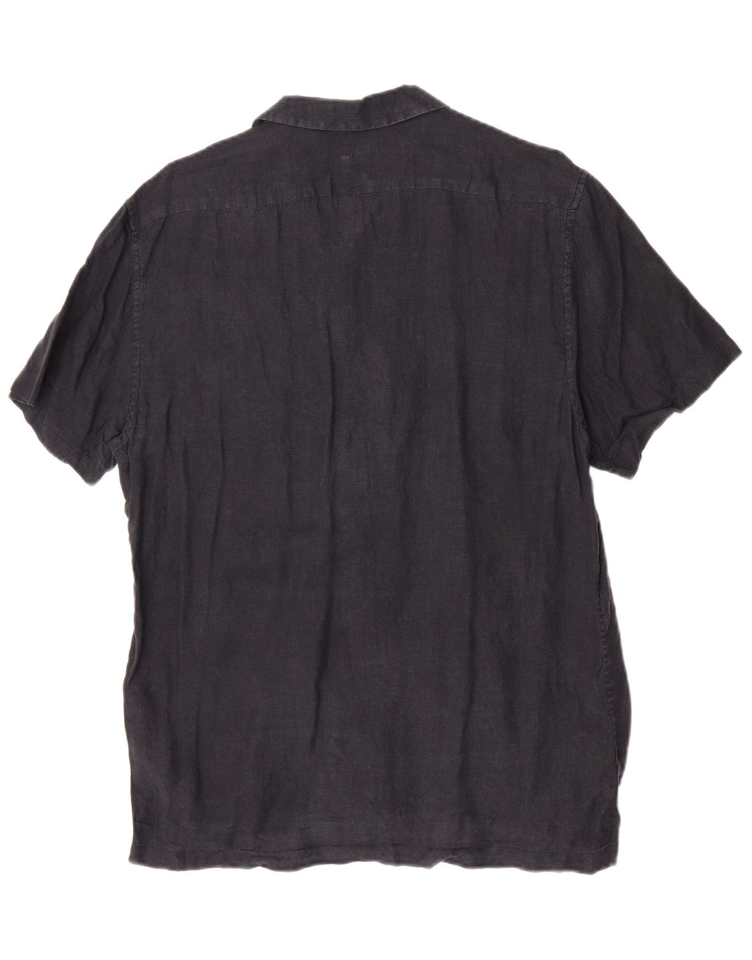 Reiss Chemise à manches courtes pour hommes, coupe régulière, grand, bleu marine, lin